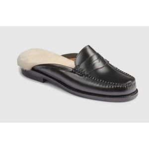 G.H. Bass Weejuns Wynn Shearling Lined Mules Size 8.5 NEW Black Leather